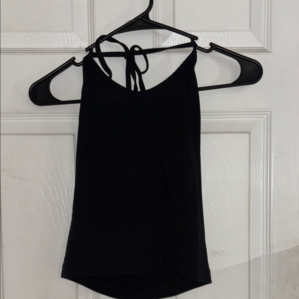American Apparel Black Tie Front Backless Tank Top
